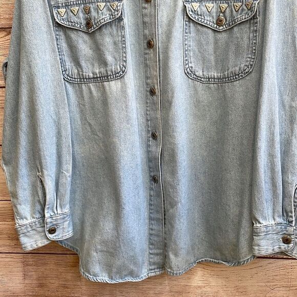 VINTAGE STEFANO INTERNATIONAL DENIM SHIRT WITH BEADED FRINGE - Picture 3 of 8
